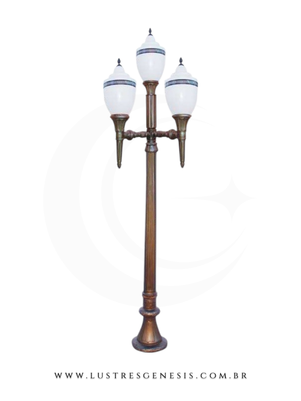 Poste de Jardim Colonial Clássico 4,13m com Globo Branco para Jardim Fachada Área Externa Garagem Piscina